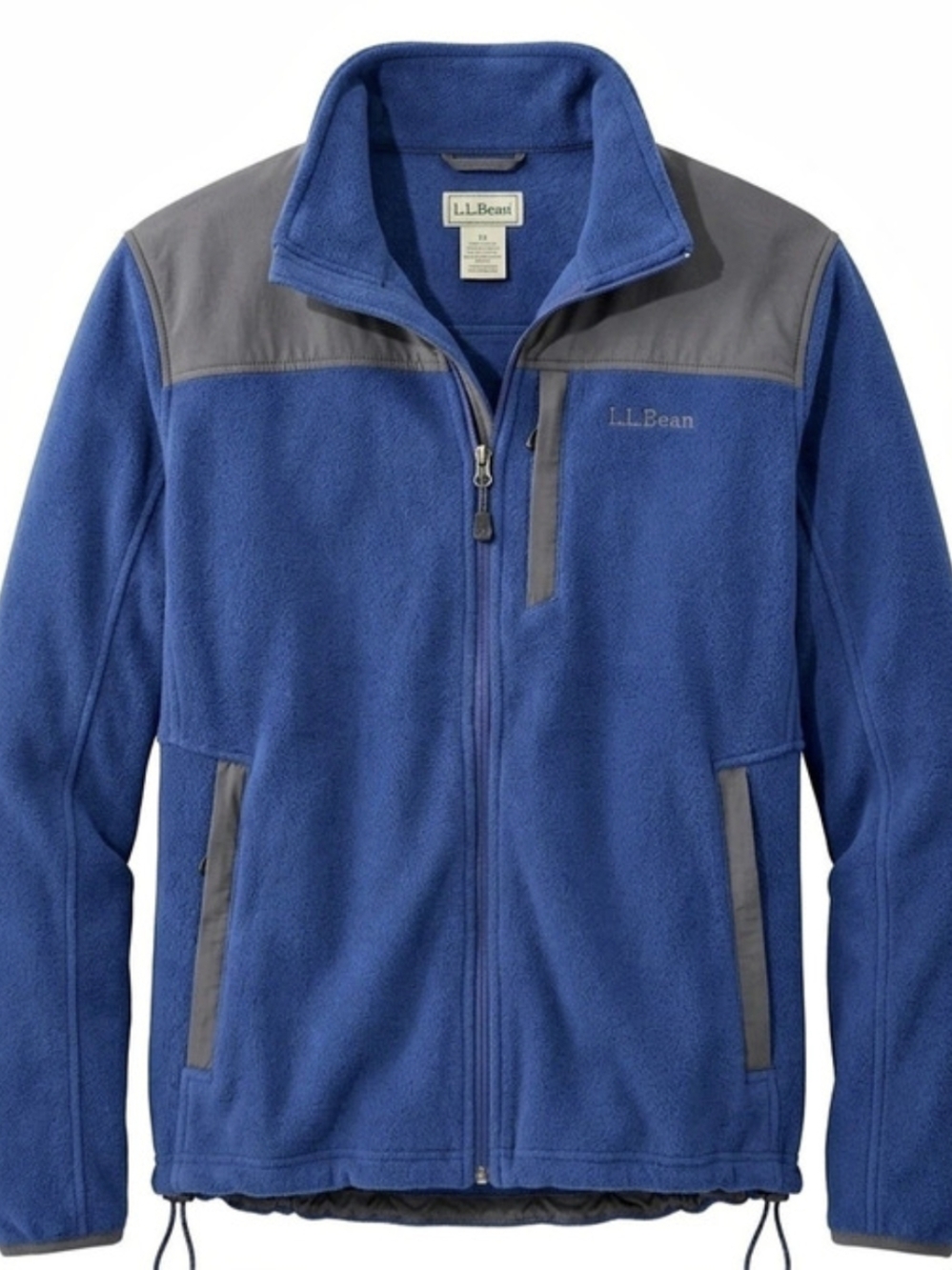 Large.Large.Bean Men's Mountain Classic Fleece Jacket Blue & Gray Large